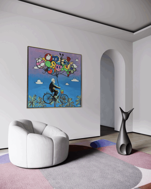 "Pursuit of Happiness" canvas art displayed in a modern living space